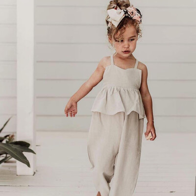 

Summer Infant Baby Boys&Girls Sleeveless Ruffles Solid Print Romper Jumpsuit