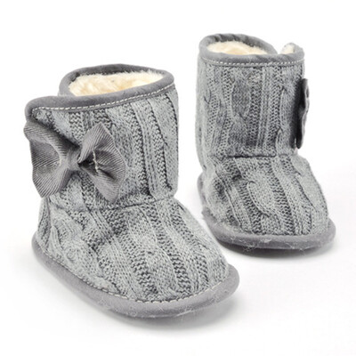 

New Baby Girls Winter Snow Boots Infant Solid Bowknot Shoes Prewalker