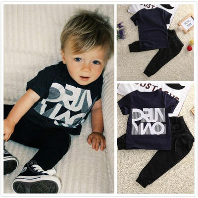 

2pcs Newborn Toddler Kids Baby Boys Girls Clothes Outfits T-shirt TopsPants Set