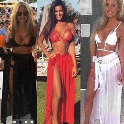 

Womens Swim Wear Bikini Cover Up Sheer Beach Mini Wrap Skirt Sarong Pareo Shorts