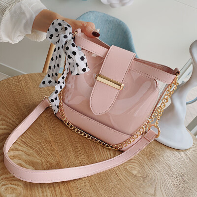 

Summer transparent bag female 2019 new wave Korean version of the wild Messenger bag chain shoulder bag fashion bucket bag