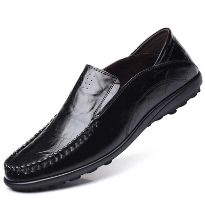 

YONGHENGMEILI Genuine leather mens soft bottom peas shoes 7138