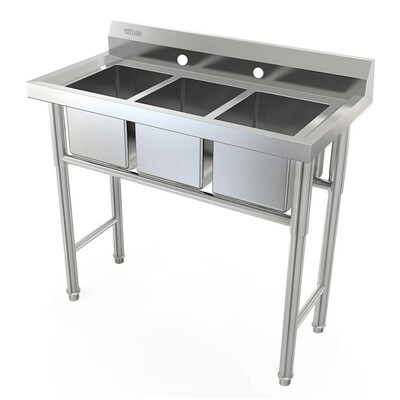 

Ktaxon 39" Wide Heavy Duty 3 Compartment Commercial Stainless Steel Sink