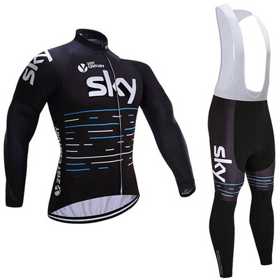 

2018 pro team Sky winter thermal fleece cycling jersey bicycle clothing set ropa ciclismo invierno MTB bike jersey bib pants kit