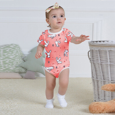 

Infant Baby Short Sleeve Easter Day Rabbit Print Jumpsuit Romper Clothes