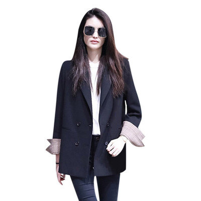 

Korean Slim Lapel Blazer Overcoat Fashion Women casual Long Sleeve jacket with pocket 2019 Spring Autumn New outer wear