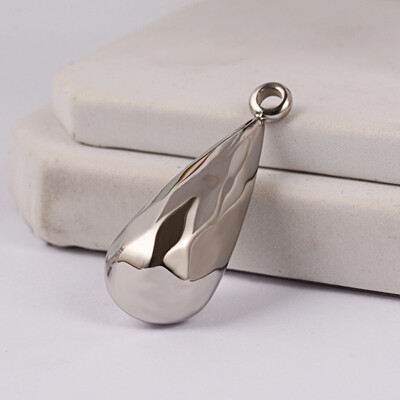 

304 Stainless Steel Drop Pendants Stainless Steel Color 33x12x12mm Hole 3mm
