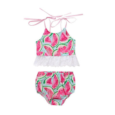 

2pcsset Infant Girls Watermelon Halter Swimwear Kids Summer Split Swimsuit