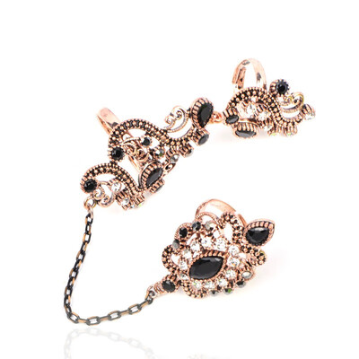 

Blucome Turkish Two-Finger Ring Adjustable Vintage Ring Fashion Jewelry 7250