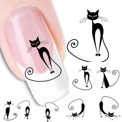 

Toponeto Cat Water Transfer Slide Decal Sticker Nail Art Tips To Decor XF1442