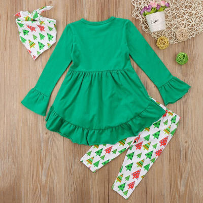 

Boutique Toddler Kids Girls Christmas Reindeer Dress Tops Pants 3Pcs Outfits Set
