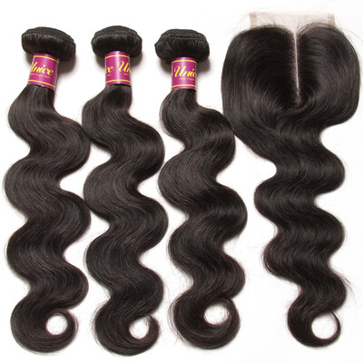 

UNice 8A Malaysian Hair with Closure Body Wave Middle Part 44 Lace Closure