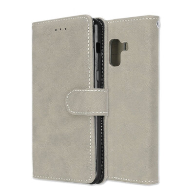 

MOONCASE Samsung Galaxy A8 2018 Vintage Scrub 3 Card Case - Gray