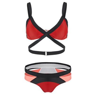 

Bandage Color Block Bikini Set