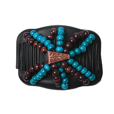 

Retro Wooden Beads Magic Hair Comb Double Row Hairpin Insert Women Hairstyle Clip