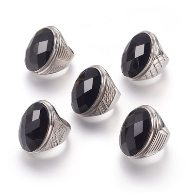 

Natural Faceted Agate Rings with 304 Stainless Steel Stainless Steel Color 734mm