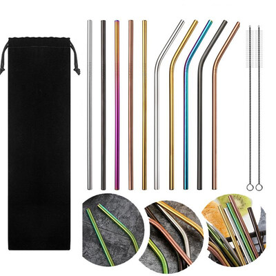 

10pcs Stainless Steel Drinking Straws Multicolor Reusable