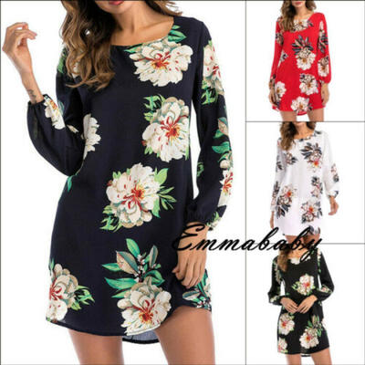 

Womens Summer Boho Floral Long Sleeve Maxi Dress Cocktail Party Beach Sundress