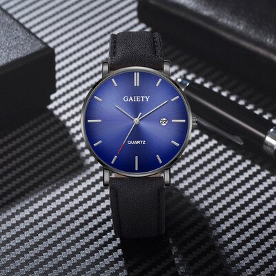 

Gobestart Fashion Simple Simple Casual Calendar Business Leather With Strap Mens Watch