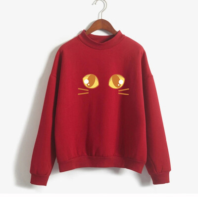 

Starmoon Women Fashion Long Sleeve Loose Cat Printed Sweatshirt Blouse Tops T -Shirt