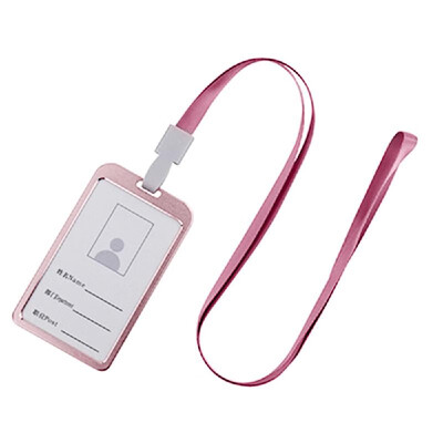 

Vertical Style Aluminum Alloy ID Name Card Case Business Work Card Badge Holder with Lanyard