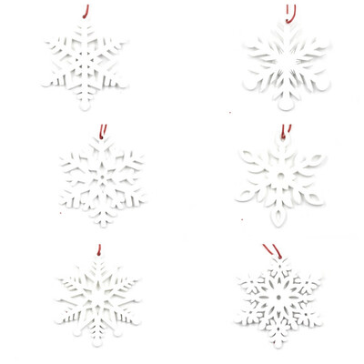 

6PCS Christmas Snowflakes Wooden Pendants Ornaments Xmas Tree Decorations DIY Crafts Christmas Festive Party Supplies