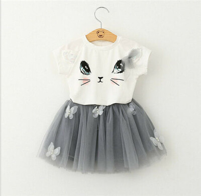 

Toddler Kids Baby Girl Outfits Clothes T-shirt Top Tutu Dress Skirt