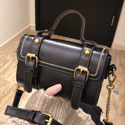 

Bag woman 2019 new strappy bag European&American fashion retro mini Boston handbag