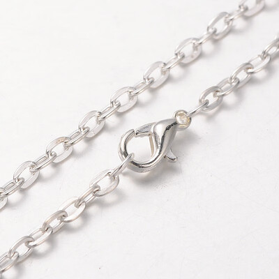 

Iron Cable Chain Necklace Makings with Alloy Lobster Claw Clasps&Iron End Chains Silver 303"