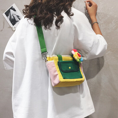 

Portable small bag female 2019 new ulzzang bag bag wild foreign girl canvas shoulder Messenger bag
