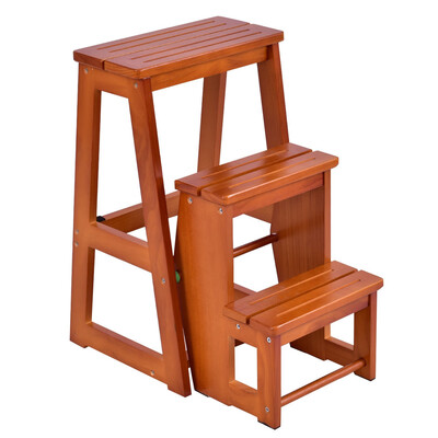 

Folding Multi-functional 3-tier Ladder Wood Step Stool