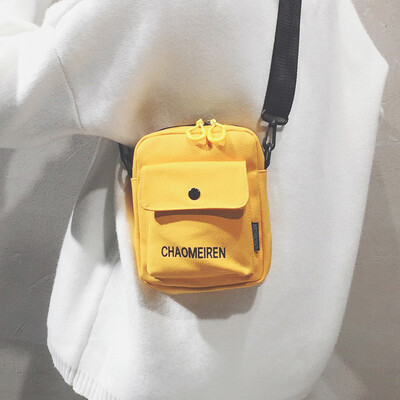 

New girl canvas bag female fashion one shoulder Sen cute small bag female 2019 new wave Korean version of the Messenger bag