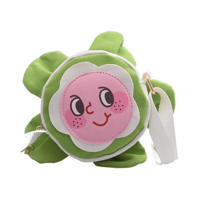 

Flower Shape Smile Face Print Bag Girls Kids Shoulder Messenger Canvas Bags