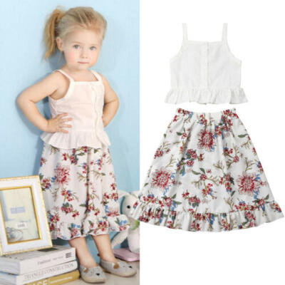 

Toddler Kids Newborn Baby Girl Tops Long Flower Skirt Dress Clothes Outfit Set