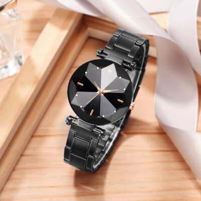 

RM Fashion Luminous Ladie Steel Belt Star Sky Dial Quartz Watch MultiAngle Raise