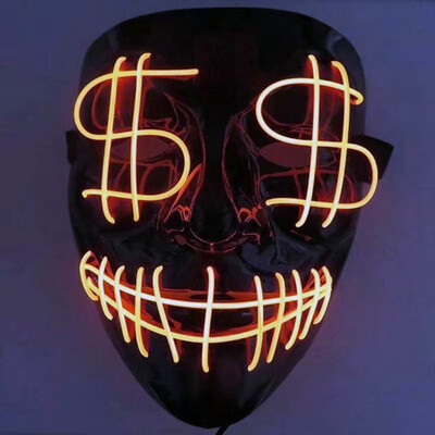 

Halloween Scary Mask Cosplay LED Costume Frightening Glowing EL Wire Light Up Mask For Festival Party Drop ship