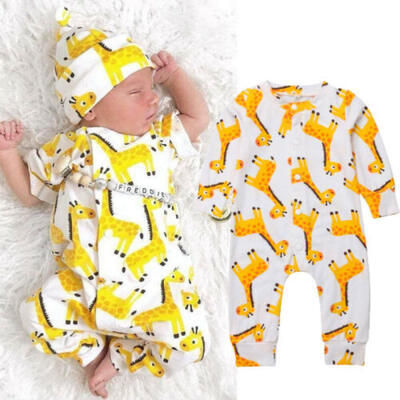 

UK Cute Newborn Baby Boy Girls Animal Romper Bodysuit Jumpsuit Clothes Outfits