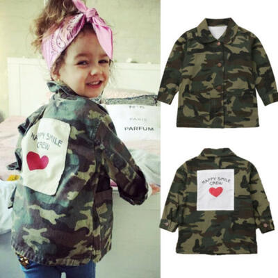 

Fashion Girls Camouflage Jacket Autumn Outerwear Coat Age 2 3 4 5 6 7 8 Years US