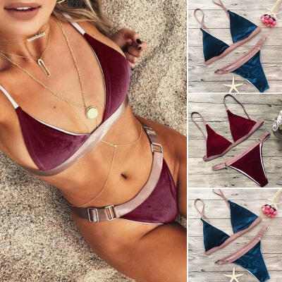 

Hot Sexy Women Padded Push-up Velvet Bikini Set Beach Swimsuit Bathing Suit Swimwear Beachwear