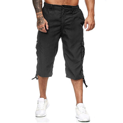 

Gobestart Fashion Mens Outdoors Multi-pocket Elasticated Waist Calf-Length Pants