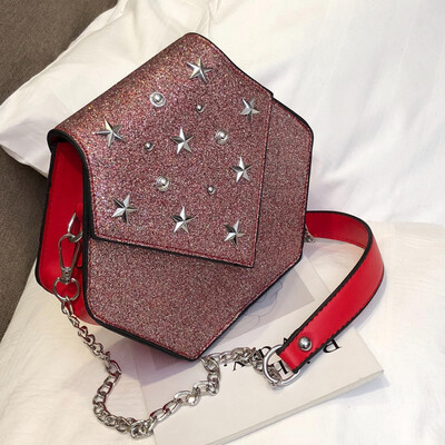 

Tailored Women Sequins Star Leather Crossbody Bag Messenger Bag Chain Beach Bags