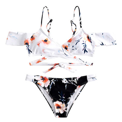 

Floral Print Cami Wrap Bikini Set