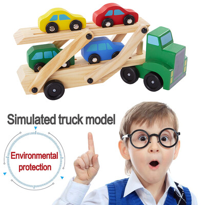 

Wood transport vehicle simulation double-decker truck model toy child engineering vehicle loading sedan carrier