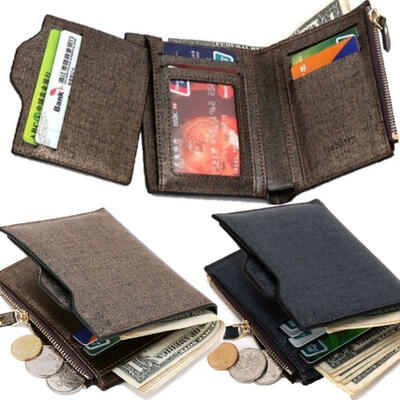 

Hot Fashion Men Slim Wallet Synthetic Leather Purse Men Small Wallets