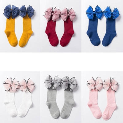

Cute Baby Girls Knee High Socks Bow Romany School Stockings