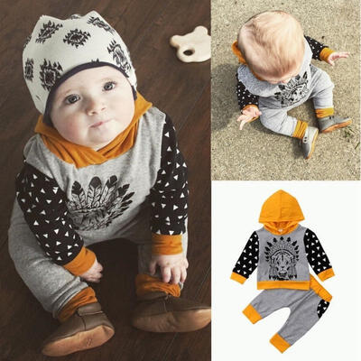 

Lion Newborn Baby Kids Boys Hooded TopsLong Pants 2pcs Clothes Outfits Set