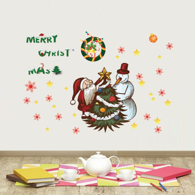 

Siaonvr Merry Christmas Background Wall Decoration Removable Wall Stickers