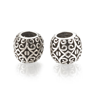 

Alloy European Beads Large Hole Beads Hollow Barrel Antique Silver 11x95mm Hole 5mm