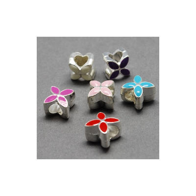 

Alloy Enamel European Beads Large Hole Beads Flower Mixed Color 10x10x8mm Hole 5mm
