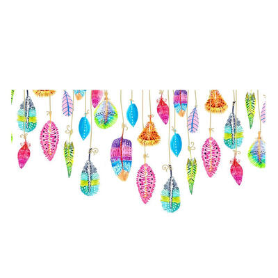 

Waterproof Self-Adhesive Colorful Feather Painted Wall Sticker DIY Decals
